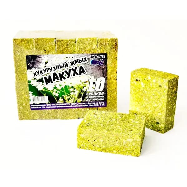 Макуха (кукурузный жмых) с отверстием КОНОПЛЯ 320гр. (уп/10шт)
