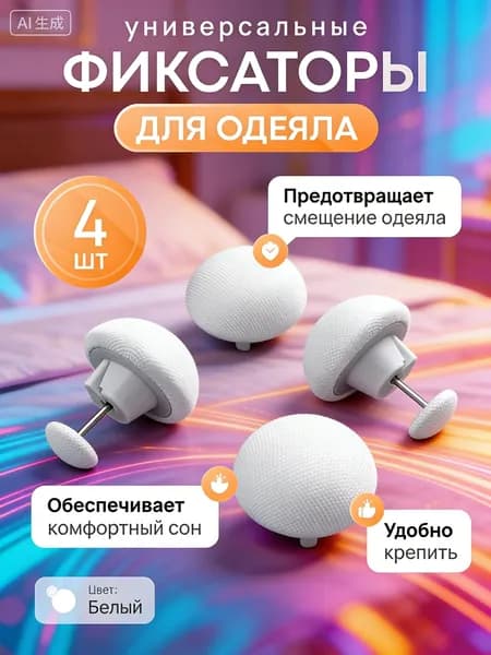 Фиксаторы для одеяла и простыни/ Клипсы зажимы для пододеяльника и простыни/ Держатели для постельного белья, покрывала и штор, 4 шт