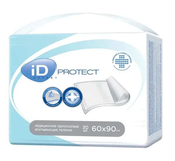Пеленки одноразовые 60х90 впитывающие Эксперт iD Protect Expert, 30 шт для детей, для взрослых, для животных