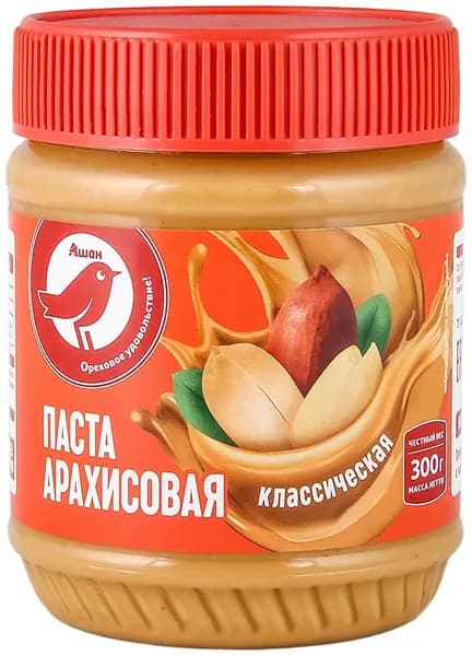 Паста арахисовая АШАН Красная птица классическая, 300 г