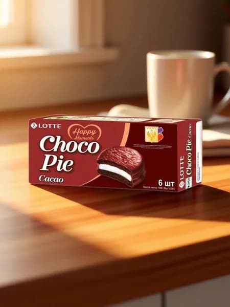 Печенье прослоенное глазированное, какао Choco Pie, 168г