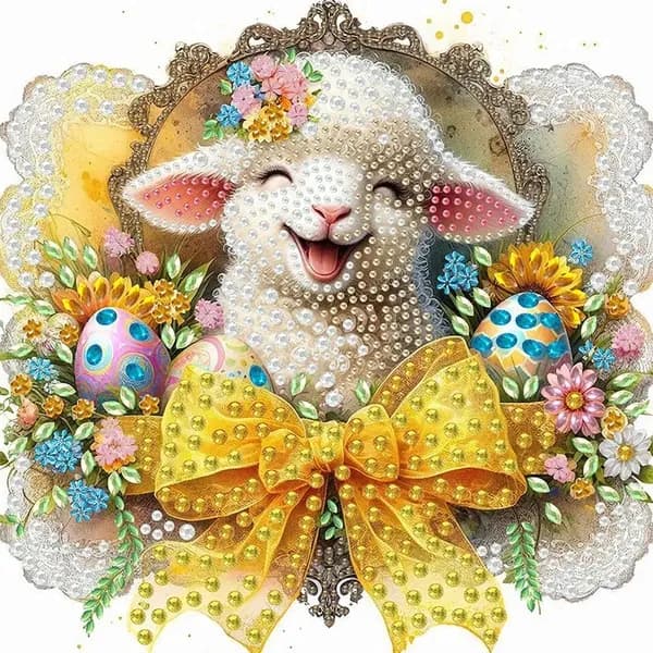 Алмазная мозаика "Овцы" картина стразами 30х30cm частичная выкладка, без подрамника