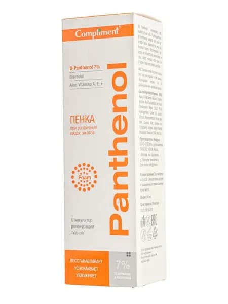 Compliment Пенка при различных видах ожогов Panthenol,160 мл