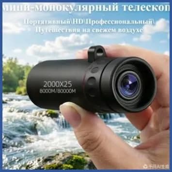 Монокуляр для наблюдения с высоким разрешением и большим увеличением, который можно использовать в качестве портативного монокуляра, с характеристиками 2000x25, 1 шт.