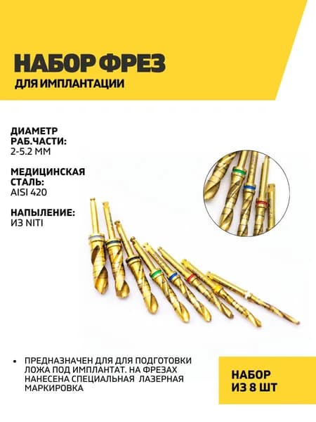 Набор фрез для имплантации