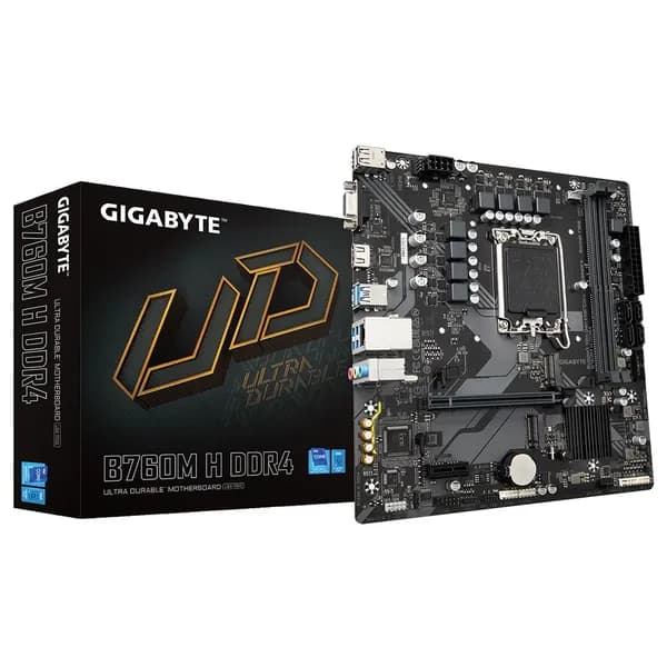 Материнская плата Gigabyte B760M H DDR4, Socket 1700, Intel B760, mATX, RTL