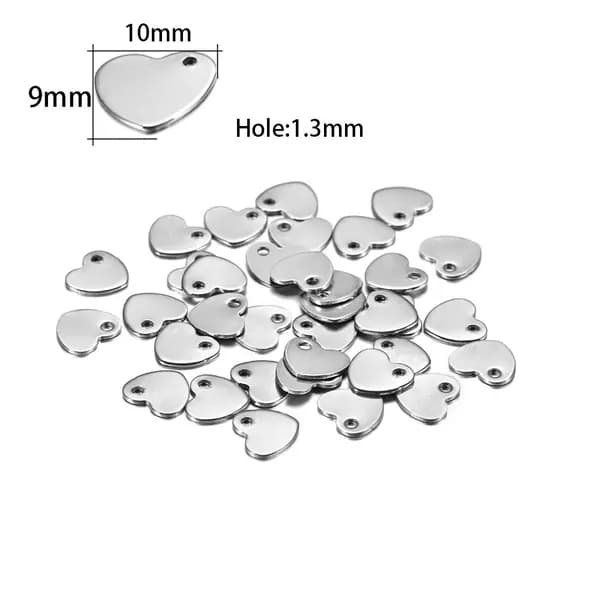 Брелок-подвеска для бирки из нержавеющей стали, Форма сердца, 9*10mm, 20 шт, Цвет серебро