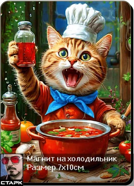 Магнит на холодильник, Кот повар