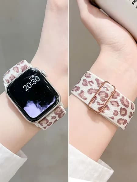 Нейлоновый эластичный ремешок для Apple Watch 38mm 40mm 41mm 42mm 44mm 45mm 46mm 49mm, леопардовый дышащий спортивный браслет для iWatch Series 11 10 9 8 7 6 5 4 3 2 1 Ultra SE