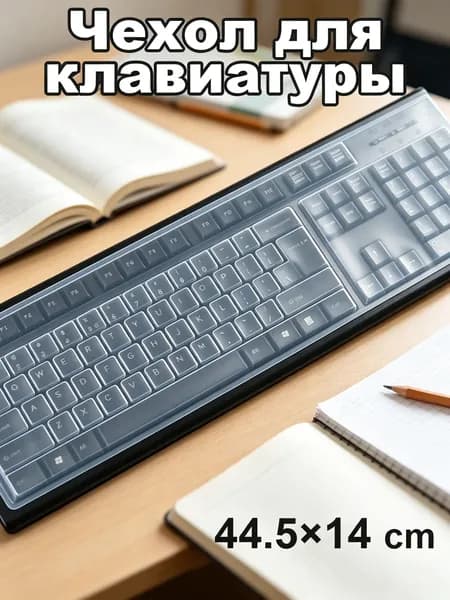 GJX Универсальная прозрачная водоотталкивающая силиконовая защита для клавиатуры от пыли, 17,5" x 5,5" для стандартных настольных ПК