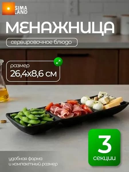Менажница 26.4 см пластик 1 шт цвет черный