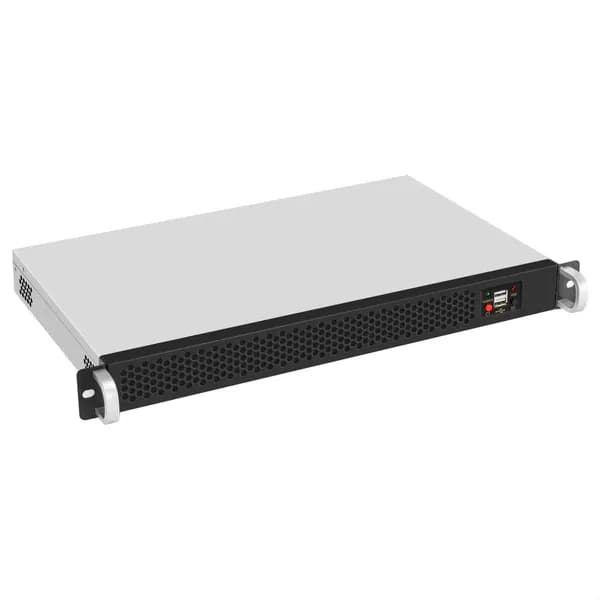Серверный корпус 1U Flex ExeGate EX297120RUS серебристый, 400 Вт, mini ITX, 2x4 см (на передней панели)