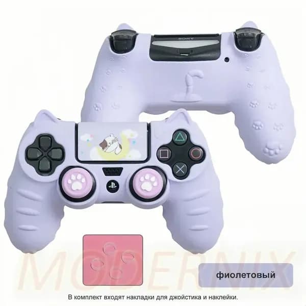 Чехол для контроллера PS4 / Мягкий силиконовый чехол Mark Life с милыми котоушками / анти скольжение и потоотделение