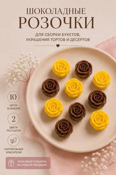 Шоколадные розы набор для сборки букетов, украшения тортов и десертов.