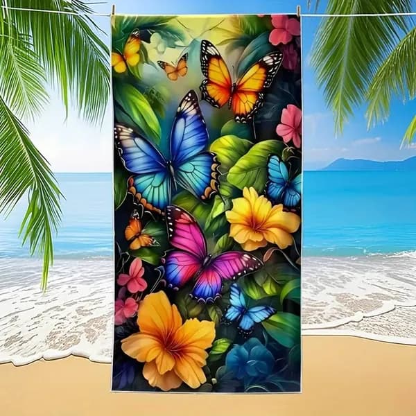 Пляжное полотенце 35x75 см, полиэфирное волокно, оранжевый, 1 шт