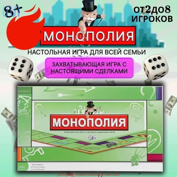 Настольная игра монополия классическая игровое поле 42*42 см