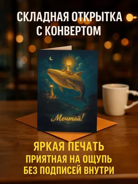 "Мечтай!", яркая мотивирующая открытка с крафтовым конвертом, дизайнерская бумага, 10x15 см, складная подарочная без надписей, для друзей и мечтателей
