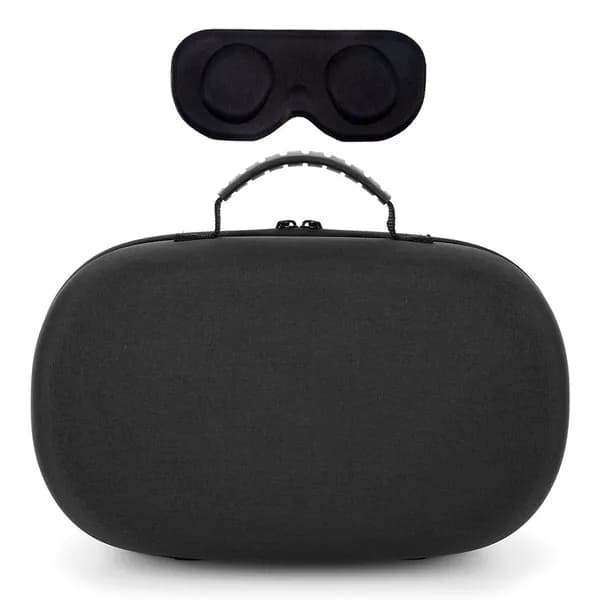 Чехол для VR-гарнитуры Meta Quest 3 с крышкой объектива, чёрный, ТПУ, с отделениями и ручкой