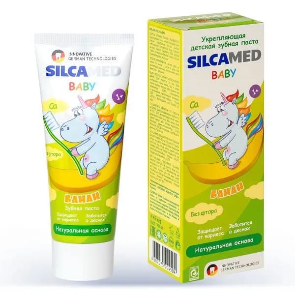 Silcamed Детская зубная паста со вкусом банана Baby 1+ лет 65 г