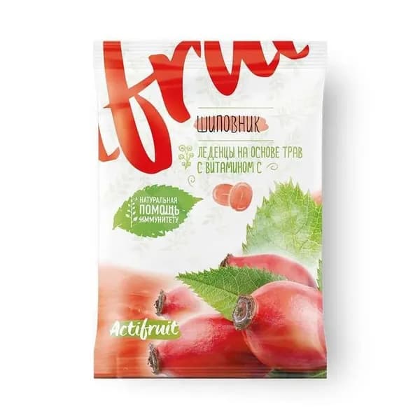 Карамель леденцовая Актифрут 60 г с витамином С со вкусом шиповника