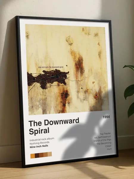 Постер плакат "The Downward Spiral" А4, музыкальный альбом, Nine Inch Nails, интерьерный, без рамы, плотная матовая фотобумага 21x30 см