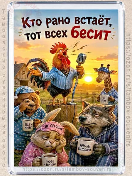 Магнит на холодильник "Кто рано встает"