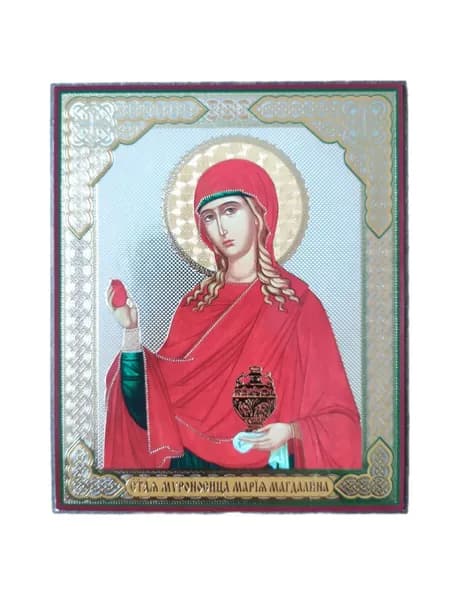 Икона мироносица Мария Магдалина,10х12 на оргалите с молитвой.