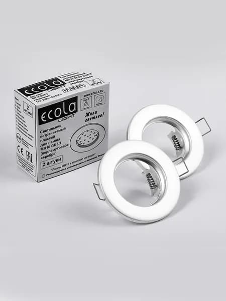 Светильник MR16 DL90 GU5.3 встр. плоский перламутровое серебро 30x80 (кd74) Ecola Light (упаковка 2шт)