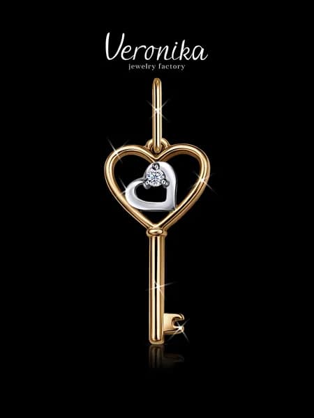 Подвеска серебро 925 пробы позолоченная с фианитом Veronika jewelry factory