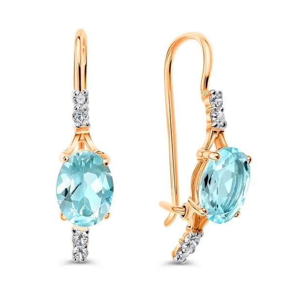Серьги женские с топазами и фианитами из красного золота 375 пробы 585GOLD