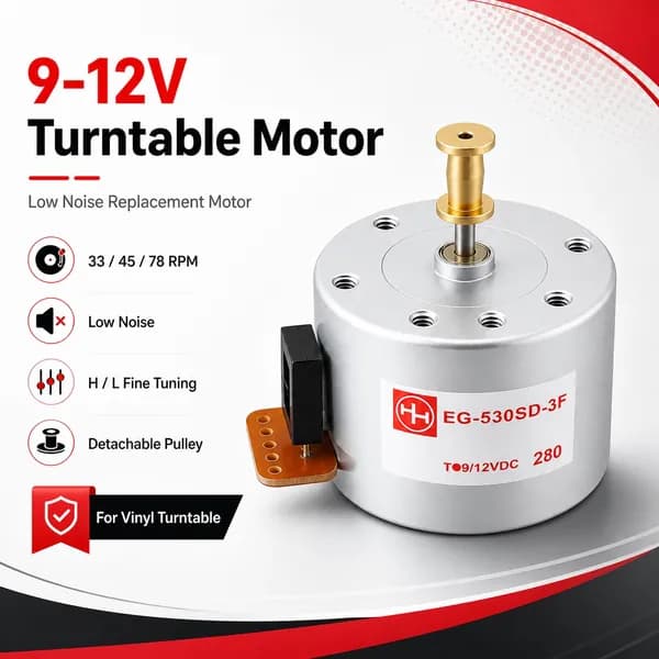 Мотор 9V 12V для винилового проигрывателя 33 45 78 RPM с регулировкой скорости и съемным шкивом