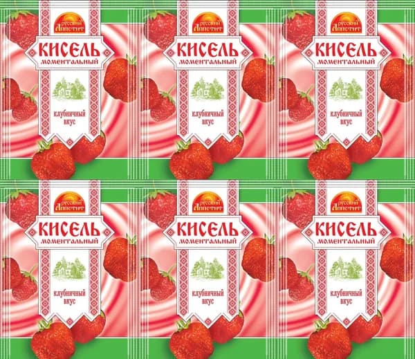 Русский Аппетит Кисель Клубничный вкус моментальный 90 г, 6 шт