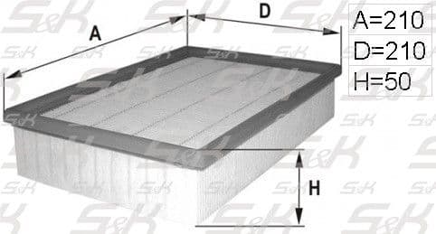 Фильтр салона 210x210x50 S&K SK-5910005-01