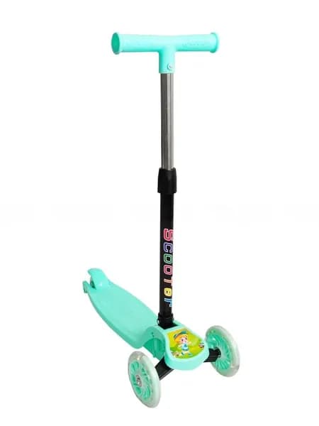 Самокат детский 3-х колесный ScooTer цвет АССОРТИ, светящиеся колёса 115 мм / 80 мм, вес до 30 кг, Складная и Регулируемая по высоте рулевая стойка (54-70 см) арт. U040842Y
