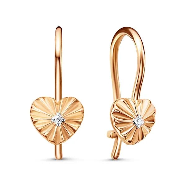 Серьги детские с фианитами из красного золота 375 пробы 585GOLD