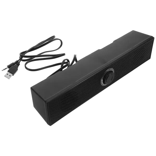 Чёрные компьютерные колонки из pc с двойными динамиками и сабвуфером для настольного компьютера