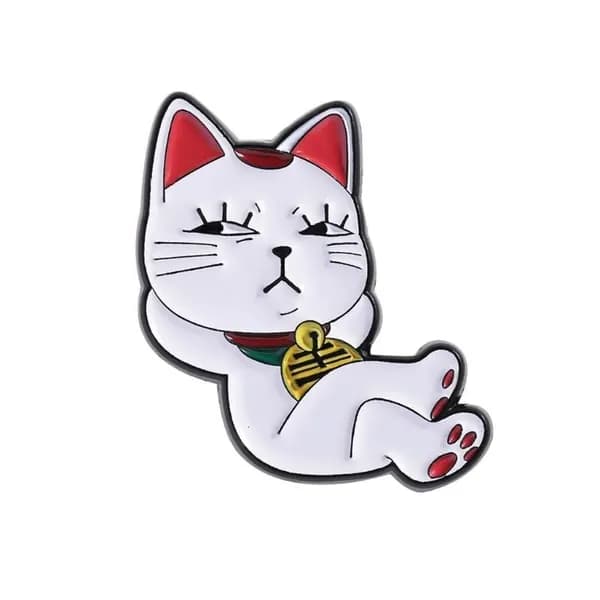 Модная брошь Кот удачи с булавкой, - 1