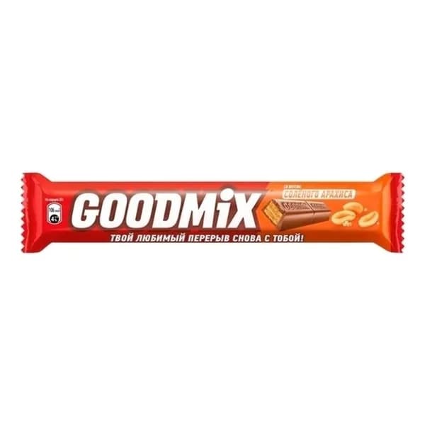 Батончик Goodmix шоколадный со вкусом арахиса с хрустящей вафлей 40 г