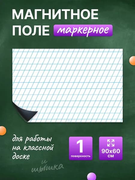 Разлиновка магнитная для школьной доски в частую косую линию 90х60 см. WellKit