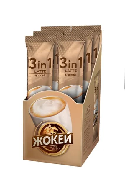 Кофе растворимый Жокей Мягкий, 3 в 1, с сахаром и сливками, 10 шт