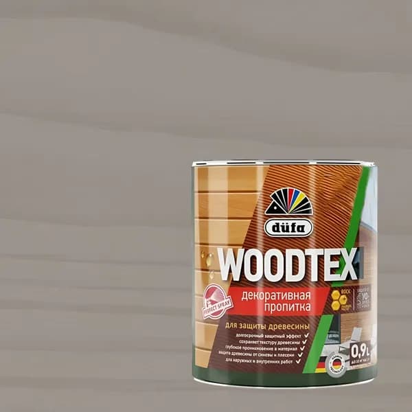 Декоративная пропитка для древесины Dufa Woodtex полуматовая (0,9л) серый
