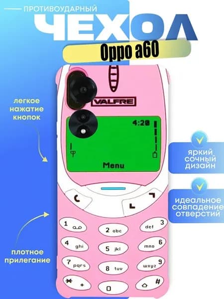 Чехол на oppo a60 с принтом телефон нокиа