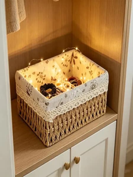 Корзина для хранения длина 18 см, ширина 12 см, высота 10 см, 1 шт, ротанг, разноцветный
