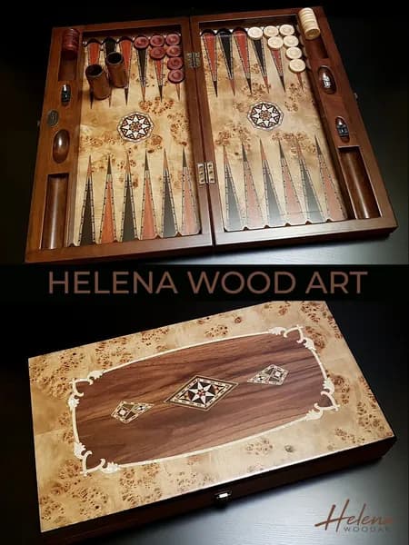 Нарды подарочные Helena Wood Art "Азия", дерево клен/орех