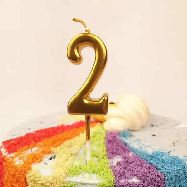 Свечи для торта цифра 2 "2", 9.5 см х 3 см, 1 шт