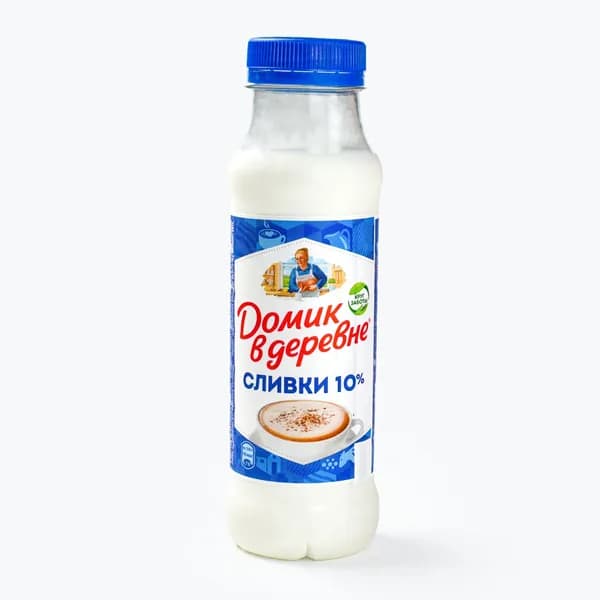 Сливки пастеризованные 10%, 270 г, Домик в деревне
