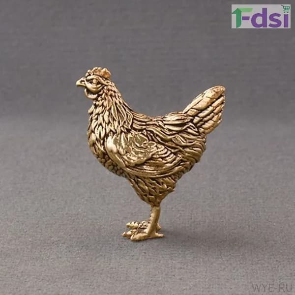 Эксклюзивная фигурка курицы из бронзы для фэншуй 3,8 на 3,3 см