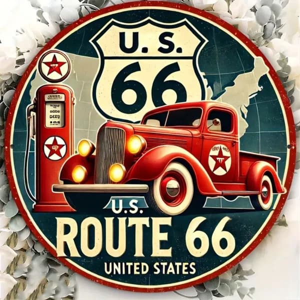 Металлическая Картина Винтажная Route 66, Украшение Для Гаража, Бара, Дома.20x20cm