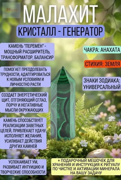 Малахит натуральный камень кристалл минерал