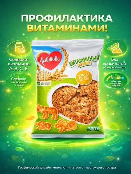 Крекер ЛЮБЯТОВО Витаминный, 300г
